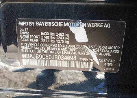 2018 BMW M550I xDrive z USA, uszkodzony, nr VIN WBAJB9C50JB034694